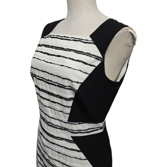 Antonio Melani Womens Sheath Dress Size 6 Black White Pencil Sleeveless Career - Picture 9 of 10